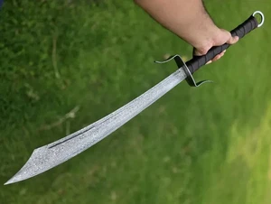 Handgefertigtes 36" Damaststahl chinesisches Schwert Full Tang mit Lederscheide Geschenk - Bild 1 von 5