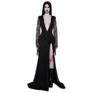 Dolls Kill Trickz & Treatz Black Lace Vampire Queen Dress - Size L - NWT - Picture 1 of 5