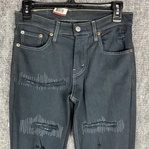 Levis Jeans Herren 28 Slim 511 Tapered Stretch Denim Low Rise Dark Wash Distressed - Bild 1 von 12