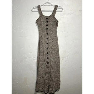 Japna guepardo estampado botones camiseta sin mangas maxi vestido para mujer XS boho chic girlcore - Imagen 1 de 8
