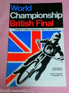 SPEEDWAY PROGRAMME - WORLD CHAMPIONSHIP BRITISH FINAL - JUNE 16 1971 - Picture 1 of 1