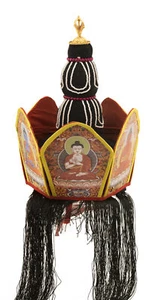 Set Couronne 5 Bouddha Gyalwa Rig Nga - Cérémonie Rituel Bouddhiste Tibet #26150 - Foto 1 di 5