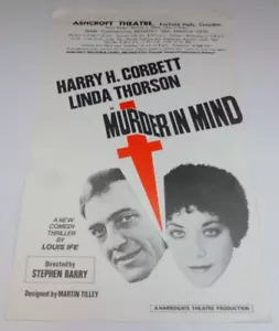 Harry H Corbett Linda Thorson Murder In Mind Ashcroft Theatre Flyer 1976 Steptoe - Picture 1 of 3