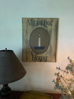 Primitive Colonial Painted Candle Hand Painted 20" x 16" - Image 1 of 2