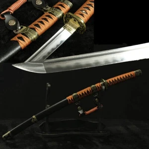 Damacus folded steel clay tempered blade japanese samurai saber sword katana - Picture 1 of 9