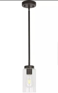 One Light Chandeliers Modern Clear Glass Pendant Lighting Oil Rubbed Bronze  - Picture 1 of 3