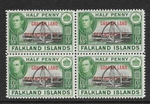 FALKLAND ILDS DEP, KGV1 GRAHAM LAND, 1944 OVPT DEFINS, 1/2d SG B1, MNH BLOQUE 4 - Imagen 1 de 1