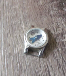 VINTAGE  TIN WRIST COMPASS MOON WORLD PLANET JAPAN  3/4 INCH DIAMETER - Picture 1 of 2