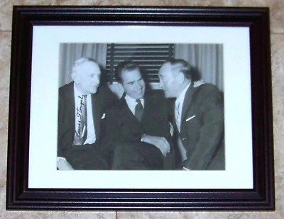 Casey Stengel with Richard Nixon Signed Autographed Baseball 8x10 Photo JSA LOA! - Image 1 of 4
