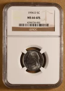 1994 D Jefferson Nickel NGC MS66FS - Picture 1 of 4