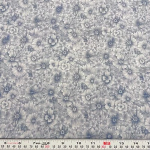 Essentials by Hoffman Fabrics Blue Floral Cotton Fabric by the HALF YARD - Picture 1 of 2