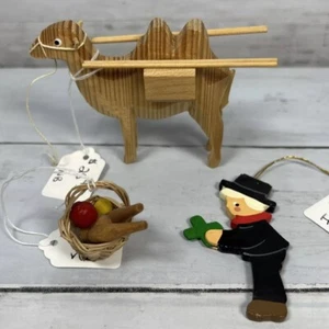 German Wood Camel + Basket & Ornament Erzgebirgische Volkskunst Christmas - Picture 1 of 11