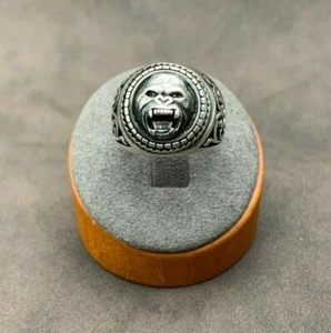 925 Sterling Silver Gorilla Ring. Stylish Wild Ape Ring For Men. King Kong Ring - Picture 1 of 11