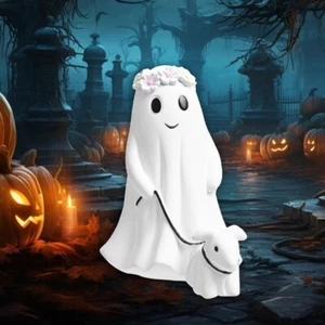 Ghost Walking Dog Statue Halloween Spooky Ghost Walk Dog Figurine Decor Ghost US - Picture 1 of 3
