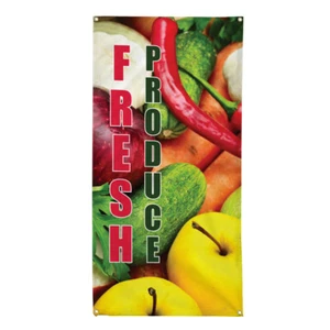Vertical Vinyl Banner Multiple Sizes Fresh Produce Food and Drink Business - Picture 1 of 6