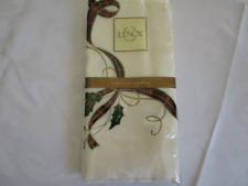 4 LENOX Holiday Nouveau Gold Napkins Christmas Ribbon Holly Berries 20 x 20" NEW