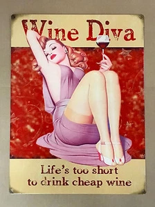 Wine Diva - Tin Metal Wall Sign - Picture 1 of 1