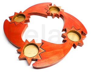 Teelichthalter 4er Set Sternschnuppe Holz Kerzenhalter Kerze Weihnachten (ZR3) - Bild 1 von 4