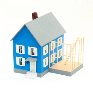 Assembled Ho Scale Blue House Under Construction Model Power City Home Addition - Picture 1 of 6
