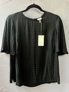 A NEW DAY Women Blouse Casual Office Round neck Black Size S - Picture 1 of 4