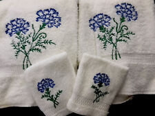 Martex 4 Piece Towel Set Floral Bouquet Embroidery (2) Bath (2) Washcloths