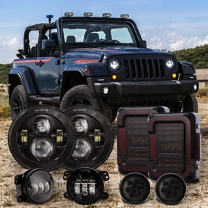 for Jeep Wrangler JK Unlimited 7" Led Headlights Tail Lights 4" Foglamps & Turn - Bild 1 von 12