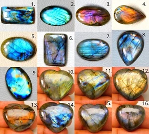 100% NATURAL MULTI FIRE LABRADORITE MIX SHAPE CABOCHON PENDANT GEMSTONE BZ - Picture 1 of 19
