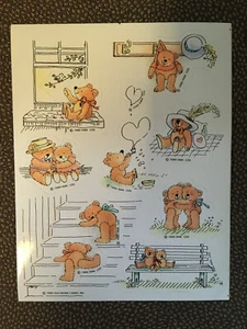 Vintage 1989 Hallmark Teddy Bear Stickers 1 sheet - Picture 1 of 1