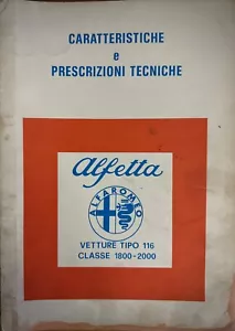 ALFA ROMEO ALFETTA -Manuale tecnico originale caratteristiche e prescriz.-1977- - Foto 1 di 2