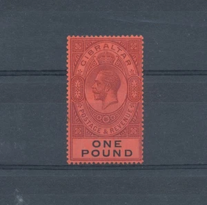 1912-24 GIBRALTAR, Effigy of George V, No. 72, £1 Red, MNH** - Picture 1 of 1