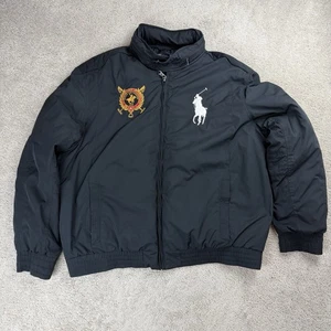 POLO Ralph Lauren St. Moritz Big Pony Logo Hooded Jacket Black Y2K Men's 2XL - Picture 1 of 9