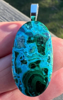 Colgante Cabujón Piedra Maliquita Natural y Crisocola Foto 1 de 4