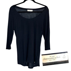 Vintage Abercrombie & Fitch transparentes marineblaues Oberteil Damen M, 3/4 Arm - Bild 1 von 2