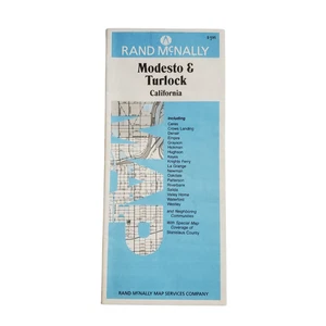 Mapa grande desplegable Rand McNally Modesto & Turlock 1979 de colección EE. UU. California - Imagen 1 de 7