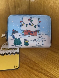Loungefly Peanuts Wallet Snoopy Woodstock Puffer Jackets Snowman Zip Around - Picture 1 of 3