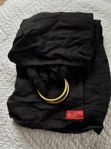 Sakura Bloom Black Linen Double Ring Sling Infant Baby Carrier EUC Breathable - Picture 1 of 1