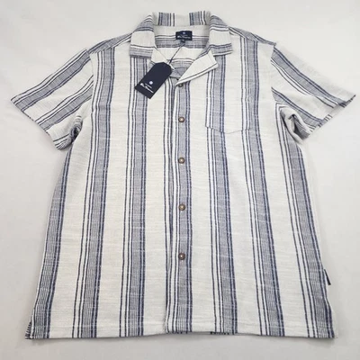 Ben Sherman Camisa de Manga Corta M BS25SK632 Azul Marrón con Botones Hombre - Imagen 1 de 4