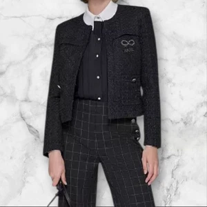 Karl Lagerfeld Paris schwarzes Tweed-Sakko mit Schleife Damen Gr. 2 neu mit Etikett elegant - Bild 1 von 21