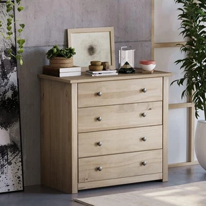 Panama, in Pino Massello, Finitura a Cera, Bedroom Furniture Cassettiera a 4 Cas - Foto 1 di 12