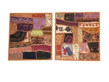 Set Of 2 Pillow Sham Embroidered Patchwork Throw Cushion Covers Home Decor 