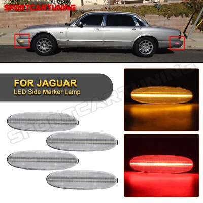 For 1998-03 Jaguar XJ8 LED Front & Rear Bumper Side Marker Lights Amber Red Lamp - Image 1 of 4
