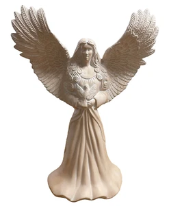 Handgeformter 14" Ton Engel stehend mit Vogel fließenden Flügeln exquisite Designs - Bild 1 von 16