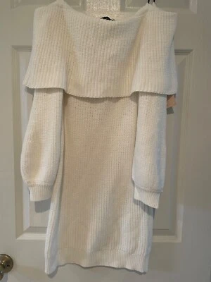 Vestido Suéter Forever 21 Tejido Para Mujer Hombro Descubierto Manga Larga Talla S NUEVO Foto 1 de 4