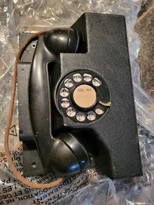 Teléfono giratorio BELL baquelita auricular antiguo vintage caja de acero montaje en pared - Imagen 1 de 6