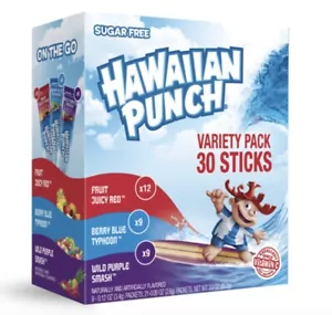 Hawaiian Punch Drink Mix Sachets Variety Pack 30 Sticks USA Import Flat packed - Picture 1 of 11