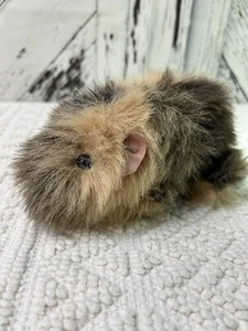 Vintage Realistic Plush Stuffed Guinea Pig Long Hair Black & Tan Toy - Picture 1 of 8