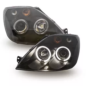 headlights for FORD FIESTA MK6 2002 2003 2004 2005 angel eyes black LHD - Picture 1 of 10