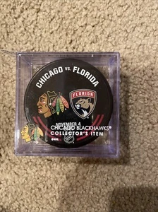 Chicago BLACKHAWKS PANTHERS Warm Up Puck 11/4/23 Game Used Connor Bedard Rookie - Picture 1 of 2