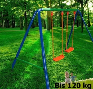 Altalena Bambini 2 Posti Dondolo Giardino Gioco Regalo Estate Figli Giardinetto - Foto 1 di 7