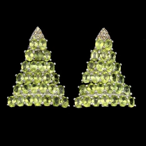 Summer 925 Silver Earrings Oval Peridot Sapphire Diamond Cut Gemstone Jewelry - Picture 1 of 10